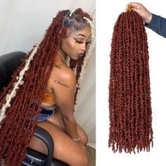 PRICES MAY VARY. Hair Style: 2024 New hairstyle, more fashionable, produced by upgraded technology, light and soft, full and natural. Hair Information: Long Butterfly Locs Hair. Length: 30 inch.10 strands/pack,2 packs/lot. Color:1B#,27#,30#,350#,613#,BUG#,4#,Pink#,Red#,Green#,Grey#. Usually 6-7 packs can full one head. Hair Advantages: Soft, Lightweight,Tangle-free, Shedding-free, No smell ,very easy to install. Natural & Stylish looking, Long-lasting. This pre-looped Butterfly Locs crochet hair Copper Red Butterfly Locs, Maroon Butterfly Locs, 350 Butterfly Locs, Box Braids Peekaboo Color, Color Butterfly Locs, Red Butterfly Locs, Goddess Soft Locs, Cruise Hairstyles, Long Butterfly Locs