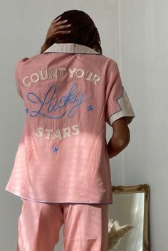 LUCKY STARS SLEEPWEAR SET — Understated Leather Leather Artwork, Daydream Believer, Lifestyle Shoot, Womens Workout, Quiet Life, Workout Outfits, Leather Denim, Lucky Star, Sleepwear Sets