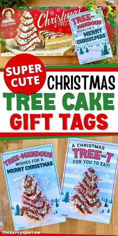 christmas tree cake gift tags with the title super cute christmas tree cake gifts on it