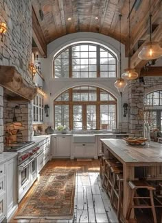 Rustic Kitchen Design, 4th Street, Rustic Farmhouse Kitchen, Stone Walls, Dream House Plans