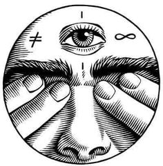 an image of the eye in a circle with two hands on it, and one hand holding