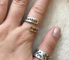 the perfect ring for cowboy mamas Cowboy Ring, Stamped Rings Western, Cow Ring, Cowboy Like Me Bracelet, Cowgirl Ring, Cow Boy, Perfect Ring, Rings Statement, Statement Rings