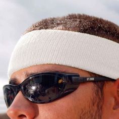 Head Sweatband: Thick soft terry keeps perspiration away from eyes and face for safety & productivity. Cotton Headband, Oakley Sunglasses, Snug Fit, White Cotton, Sunglasses, Hats, White