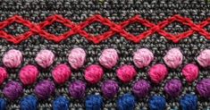 crochet stitches are arranged in different colors