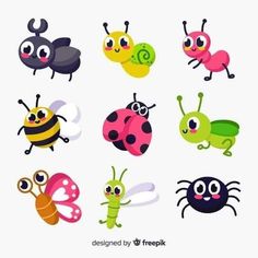 cute cartoon bugs with different eyes