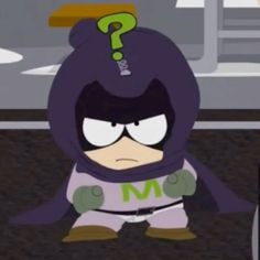 a cartoon character with a question mark on his head