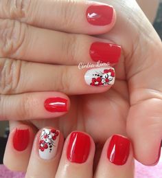 Red Nail Art, Art Deco Nails, Tropical Nails, Minimal Nails, French Acrylic Nails, Nail Art Ombre, Nail Art Designs Videos, Short Acrylic Nails Designs