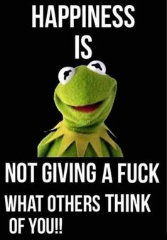 kermie the frog saying happiness is not giving a f k what others think of you