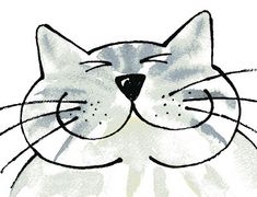 a drawing of a cat's face with its eyes closed