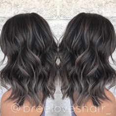 Smokey Ash Brown Balayage, Hairstyles For Thick Wavy Hair, Gray Highlights, Ash Brown Balayage, Brown Hair Shades, Ash Brown Hair, Thick Wavy Hair, Balayage Hair Dark, Brown Hair Balayage