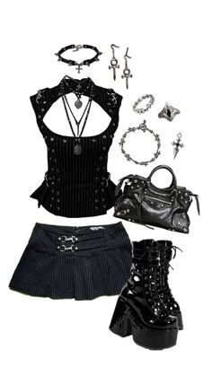 Alt Outfits, Goth Y2k, New Rock, Style Punk, Goth Outfits