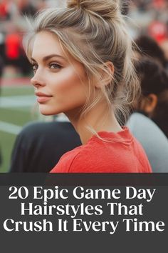 Braided Hairstyles For Game Day, Football Mom Hairstyles, Tailgating Hairstyles, Football Game Day Hairstyles, Cute Football Hairstyles, College Game Day Hair, Gameday Hairstyles Football, Simple Sporty Hairstyles, Football Hairstyles Women