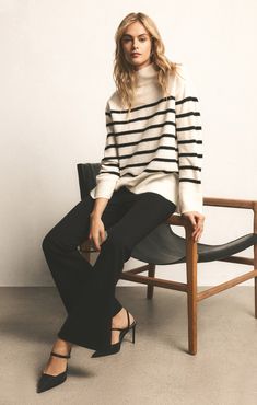 Cozy up in this relaxed fit turtleneck sweater, designed with stripes and a longer length for extra coverage and comfort. Made from ultra-soft yarns, it's a must-have piece for effortless cool weather styling. Z SUPPLY Women's Fin Stripe Turtleneck Sweater, Sea Salt, Medium Maxi Jumpsuit, Lounge Bra, Quilted Puffer Vest, Cool Weather, Fitted Turtleneck, Cold Weather Fashion, Striped Turtleneck, Short Pajama Set, Striped Sweater