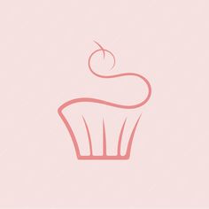 a pink cupcake with a cherry on top is shown in the middle of this image