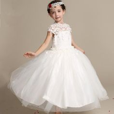 Elegant Flower Girl Dress Long Lace Princess Dresses Kids Bridal Party – A Thrifty Bride Shop Princess Dresses Kids, Elegant Flower Girl Dress, Kids White Dress, Kids Summer Dresses, Long Flower Girl Dresses, Wedding Dresses For Kids, White Ball Gowns, Girls White Dress, Kids Party Dresses