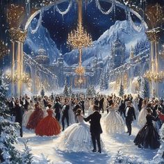 Christmas Concept Art, Ethereal Christmas, Ballroom Aesthetic, Winter Wonderland Card, True Christmas, Holiday Marketing, Christmas Landscape, Christmas Illustrations, Holiday Promotions