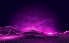 an abstract purple background with mountains and stars in the night sky, created from lines