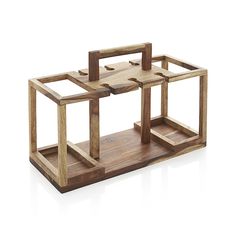 a wooden table with three sections on each side and one section in the middle that has been cut into smaller pieces