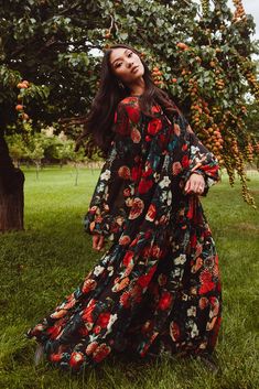 Imogen Dress in Moody Floral Ivy City Co, Lover Dress, City Woman, Fall Wedding Guest Dress, Tiered Maxi Skirt, Full Length Skirts, Vacation Dresses, Everyday Dresses, Floral Dress Black