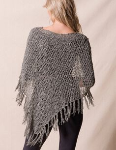 Handwoven Riva Knit Fringe Poncho — Sivana One Size Fringe Sweater For Fall, Bohemian Shawl For Fall Layering, Knit Shawl For Fall, Casual Shawl Poncho For Fall, Knit Fabrication One-size Poncho For Fall, Knit Shawl For Fall, One Size, Knit Fabrication Poncho For Fall, One Size, One Size Knit Shawl For Fall, One Size Knit Poncho For Fall