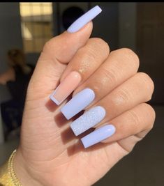 Sugar Nails, Long Square Nails, Lilac Nails, Square Nail Designs, Easy Nails, Simple Acrylic Nails