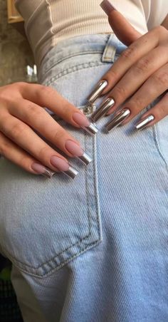 Wow Nails, Grunge Nails, Nail Swag, Silver Nails, Square Acrylic Nails, Dream Nails, Fire Nails, Dope Nails