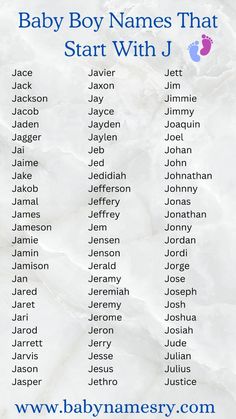 baby boy names that start with j