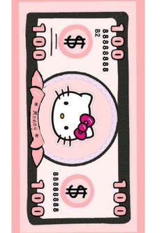 a hello kitty cash card with donuts on the front and back side, in pink