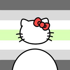 an image of a hello kitty wallpaper in black and white with pink bow on top