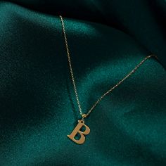 "Initial B Letter Necklace Gold 14k, Personalized Initial Necklace, Initial Necklace for Women, Initial Gold Necklace, Gold Initial Pendant DIALOOK JEWELRY ITEM DETAILS Material: 14K Solid GOLD (Not Filled or Plated). Gold Necklace Chain Length: 16,7\" inch (42,5cm) Main Chain and 1\" inch (2,5cm) Adjustable Chain Part Total: 17,7\" inch (45cm) Chain Width: 1mm Finish: 14K Yellow Gold Stone: Zircon Each order will be beautifully packaged for gift giving in a jewelry box with an additional pouch Gold B Necklace, B Letter Necklace, B Necklace Initial, B Initial Necklace, Letter B Necklace, Initial Gold Necklace, B Necklace, Necklace B, Letter Necklace Gold