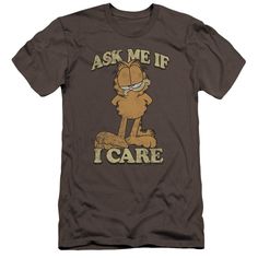 Garfield Ask Me - Men's Premium Slim Fit T-Shirt Men's Premium Slim Fit T-Shirt Garfield Men's Premium Slim Fit T-Shirt S Charcoal I Care, Dream Clothes, Slim Fit Men, Ask Me, Pretty Outfits, Funny Tshirts, Cool Outfits, Graphic Tees, Cotton Blend