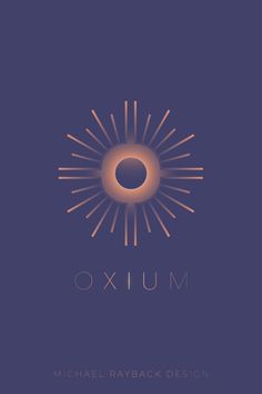 the logo for michael rayback design's new album oxium, which features an orange sunburst