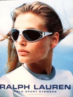 Bridget Hall Ralph Lauren, Ralph Lauren Ad Campaigns, Vintage Ralph Lauren Ads, Old Ralph Lauren, Ralph Lauren Ads, Midnight Summer, Bridget Hall, Ralph Lauren Sunglasses, Sporty Sunglasses