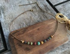 Boho Necklaceearth Mother Necklaceshort Necklacesimple - Etsy Guam Czech Glass Necklace, Earth Mother, Mother Necklace, Earthy Jewelry, Diy Jewelry Necklace, Beaded Necklace Designs, Nature Necklace, Hippie Necklace, Mothers Necklace