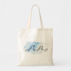 Beachy Painted Tote Bags, Canvas Bag Painting Ideas Easy, Easy Tote Bag Painting, Ocean Tote Bag, Watercolor Wave