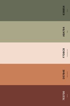 the color palette for an interior design project, with different shades of green and brown