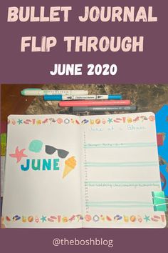 Join me as we look at my June 2020 flip through in my bullet journal. I am still in love with this beachy summer theme! Get some Bullet Journal Inspiration with lots of washi tape and colors! Pin Now to you Bullet Journal Ideas Board! #bujo #bulletjournal #bulletjournalideas #bulletjournalinspiration #bujoideas #bujomonthlyspread #bujoinspiration Summer Theme, Still In Love, Journals & Planners, Bullet Journal Inspiration, Journal Inspiration