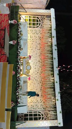 an overhead view of a wedding ceremony setup