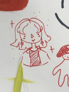 a child's drawing of a girl and a boy