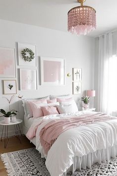 Discover modern white bedroom ideas with a pop of pink! This bedroom features a chic white bedroom set, soft pink bedroom touches, and a stylish grown-up pink bedroom decor. Learn how to decorate a white bedroom with pink accents and get inspired by these elegant pink bedroom ideas. #whitebedroomset #pinkbedroom #bedroomdecor #pinkbedroomideas #whitebedroomideas Light Pink Bedrooms, Pink Bedroom Design, Pink Bedroom Decor, Pink Room Decor, Pink Bedrooms, Woman Bedroom, Teen Bedroom Decor, Room Design Bedroom