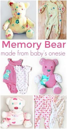 a book with pictures of baby's onesies and teddy bears