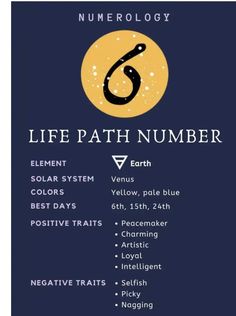 the number 6 poster for life path number