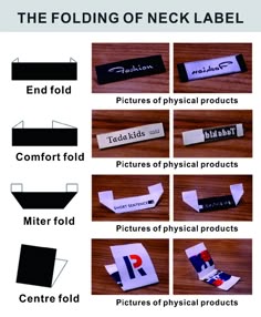 the folding of neck label is shown with instructions to make it look like they have been folded