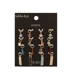 Add Some Color to Your DIY Projects with 16ct Colored Shaped Charms by hildie & jo Looking for a way to add some personality and flair to your DIY projects? Look no further than these 16ct Colored Shaped Charms by hildie & jo With a variety of shapes and colors, these charms are perfect for adding a pop of color and texture to any project This pack includes 16 gold charms, all in different shapes There are four round charms with stones in solid colors with facets The other four circular charms w Multicolor Personalized Charms For Jewelry Making, Jewelry Charms, Gold Enamel Charms For Jewelry Making, Classic Gold-colored Sterling Silver Charms, Antique Dangling Charms Collectible, Gold-tone Brass Charms Jewelry, Jewelry Making Charms, Small Charms, Joanns Fabric And Crafts