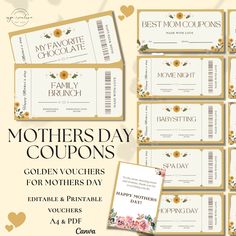 mother's day coupons with flowers and hearts