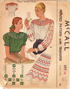 an old fashion sewing pattern with two women