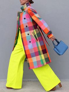 Plus Size Color Plaid Urban Trench Coat With Belt Trendy Multicolor Outerwear With Pockets, Multicolor Fall Outerwear With Pockets, Spring Multicolor Outerwear With Patch Pockets, Multicolor Collared Outerwear With Pockets, Multicolor Lapel Collar Outerwear For Spring, Multicolor Outerwear With Lapel Collar For Spring, Multicolor Workwear Outerwear With Pockets, Multicolor Outerwear With Pockets For Work, Multicolor Outerwear With Button Closure For Work