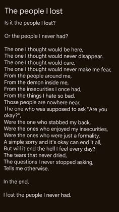 the people i lost is it the people i lost? or the people i never had?