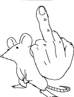 a cartoon mouse giving the middle finger sign