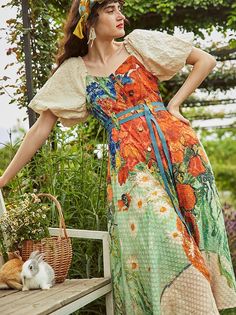 A dress featuring Van Gogh's "Daisy and Poppy in a Vase".





 <Size>



 small size






 Length: 104cm

 Shoulder width: 39cm

 Bust: 89.5cm

 Waist: 71cm

 Sleeve length: 34.5cm




 medium size



 Length: 107cm

 Shoulder width: 40cm

 Bust: 93.5cm

 Waist: 75cm

 Sleeve length: 35cm




 L size



 Length: 110cm

 Shoulder width: 41cm

 Bust: 97.5cm

 Waist: 79cm

 Sleeve length: 35.5cm









 <Material>



 polyester

 Viscose

 Nylon






 <model wearing>



 wearing size



 medi Upcycling, Funky Dresses, Poppy Dress, Half Skirt, Upcycled Fashion, Floral Outfit, Body Dress, Art Dress, Fashion Design Clothes